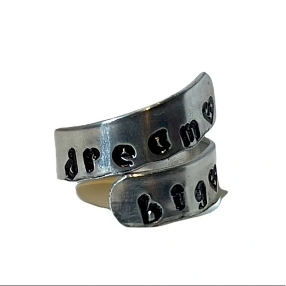 Handmade 8/9 stamped‎ motivational Celtic knot silver adjustable wrap ring